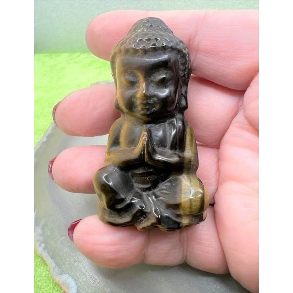 Yellow Tiger Eye Buddha Carving